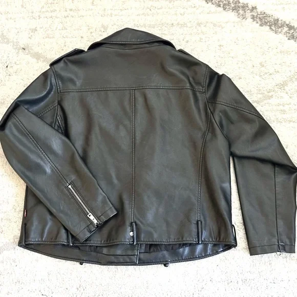 Levi's Women's Faux Leather Moto Jacket in Black Size XL Classic Fit - Picture 7 of 9